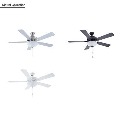 52 Inch Kintrel AC Brushed Nickel Indoor Ceiling Fan 5-Blade 2 Lights Reversible