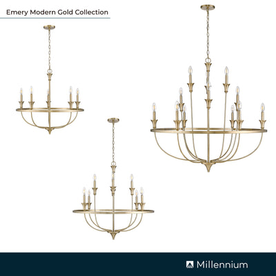 40.2'' Emery Modern Gold 12 Light Chandelier