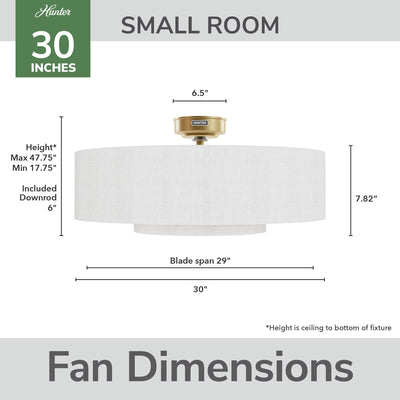 30 inch Brookside Luxe Gold Ceiling Fan with LED Light Kit and Handheld Remote
