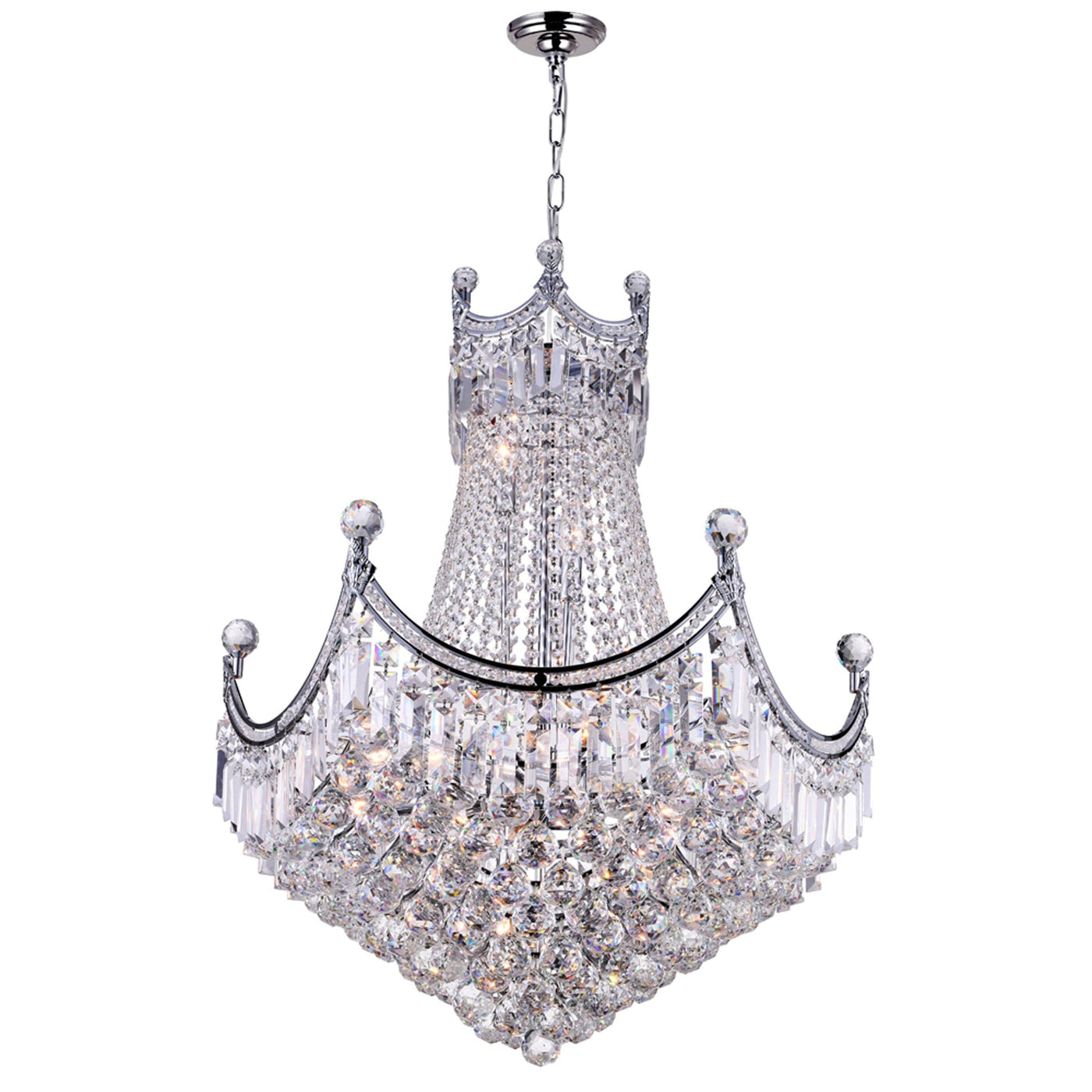 Amanda 15 Light Chrome Chandelier Down Fixture