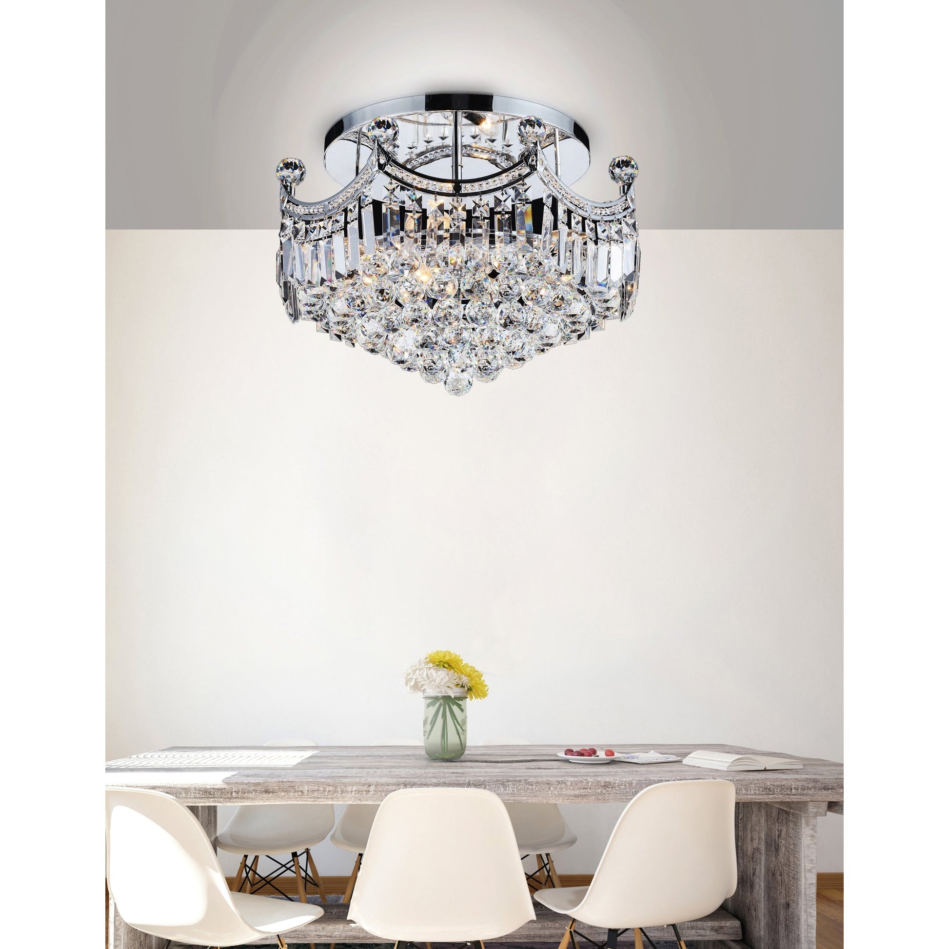 Amanda 8 Light Chrome Flush Mount