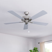 52 Inch Coltstaff AC Brushed Nickel Indoor Ceiling Fan 5-Blade Reversible