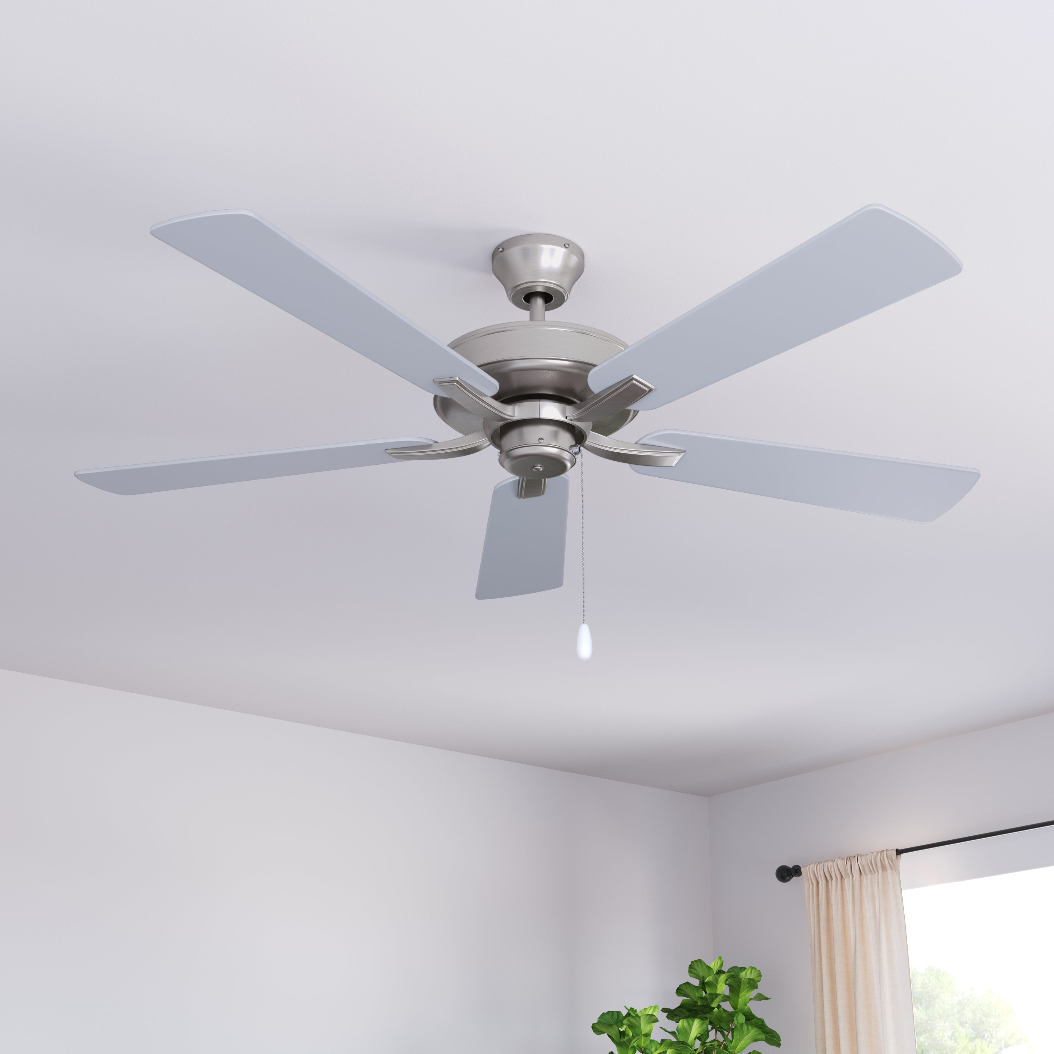 52 Inch Coltstaff AC Brushed Nickel Indoor Ceiling Fan 5-Blade Reversible