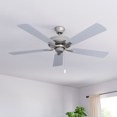 52 Inch Coltstaff AC Brushed Nickel Indoor Ceiling Fan 5-Blade Reversible