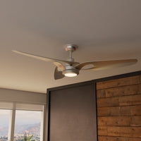 Casablanca 60 inch Inez ENERGY STAR® Brushed Nickel Damp Rated LED Ceiling Fan with Wall Control and Handheld Remote