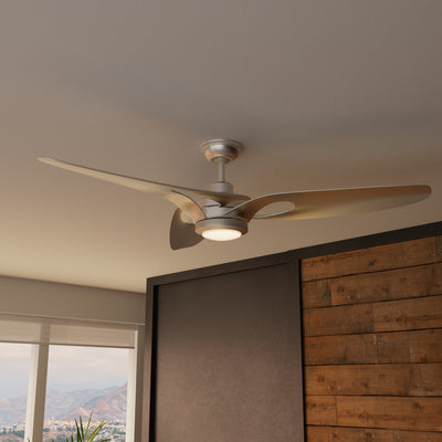 Casablanca 60 inch Inez ENERGY STAR® Brushed Nickel Damp Rated LED Ceiling Fan with Wall Control and Handheld Remote
