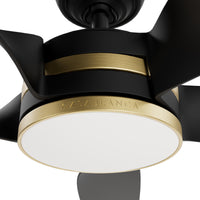 Casablanca 52 inch Julia ENERGY STAR® Matte Black Damp Rated Ceiling Fan with LED Light Kit and Wall Control and Handheld Remote