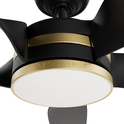 Casablanca 52 inch Julia ENERGY STAR® Matte Black Damp Rated Ceiling Fan with LED Light Kit and Wall Control and Handheld Remote