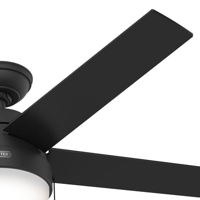 52 inch Anslee Matte Black Ceiling Fan with LED Light Kit and Pull Chain