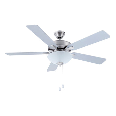 52 Inch Kintrel AC Brushed Nickel Indoor Ceiling Fan 5-Blade 2 Lights Reversible