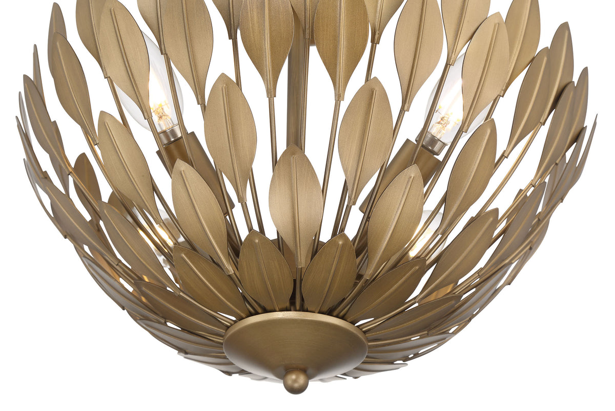 12.75'' Merylmint Painted Aged Brass 4 Light Semi-Flush Mount