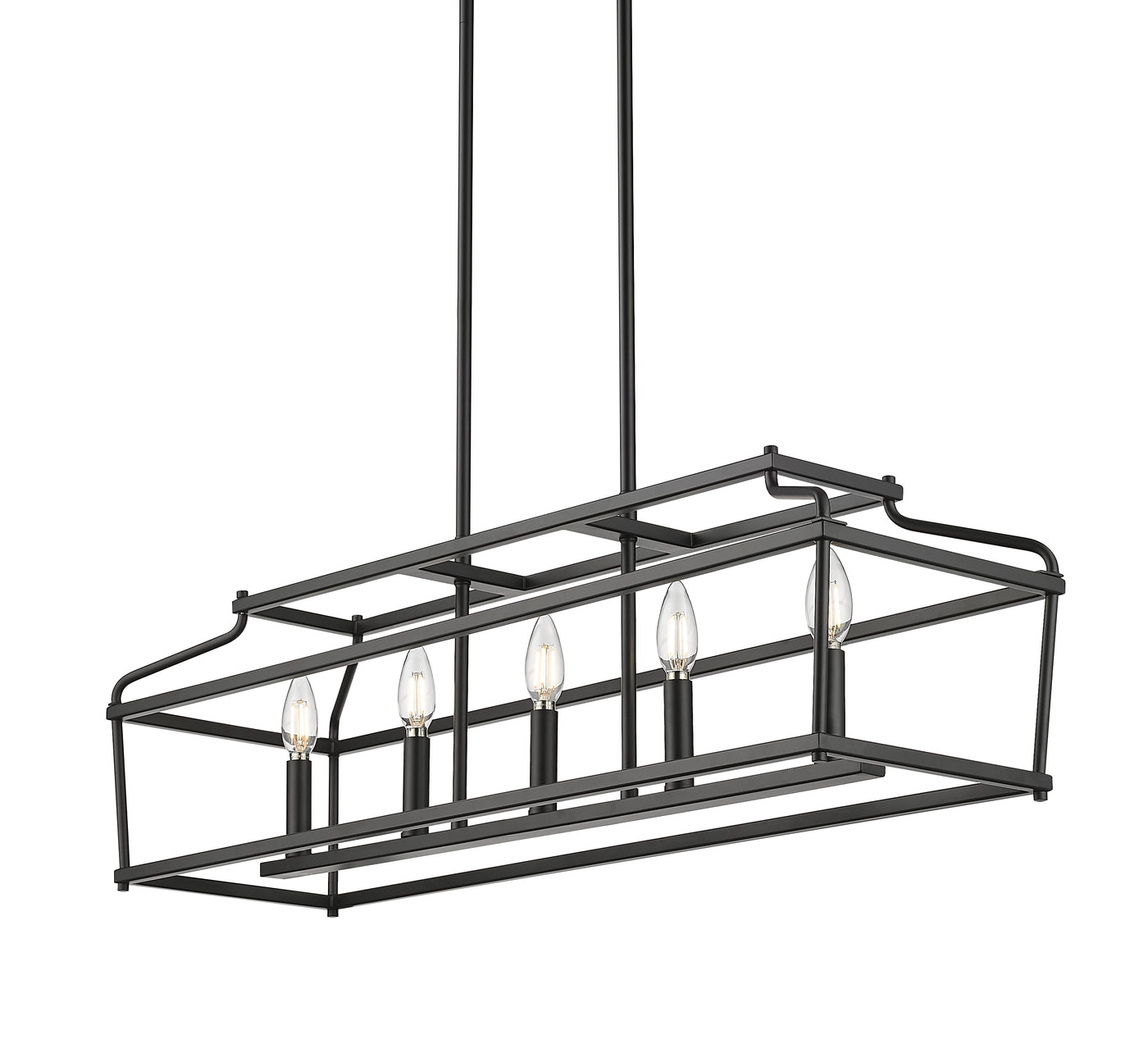 10.75'' Nellita Matte Black 5 Light Linear Chandelier