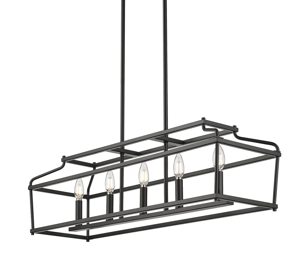 10.75'' Nellita Matte Black 5 Light Linear Chandelier