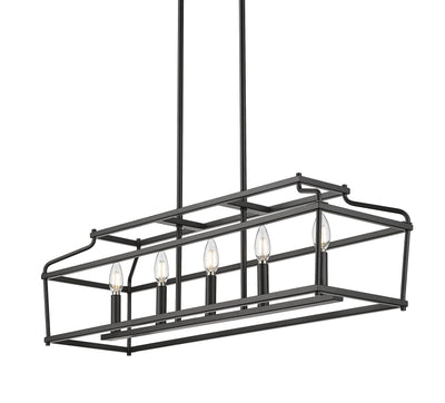 10.75'' Nellita Matte Black 5 Light Linear Chandelier