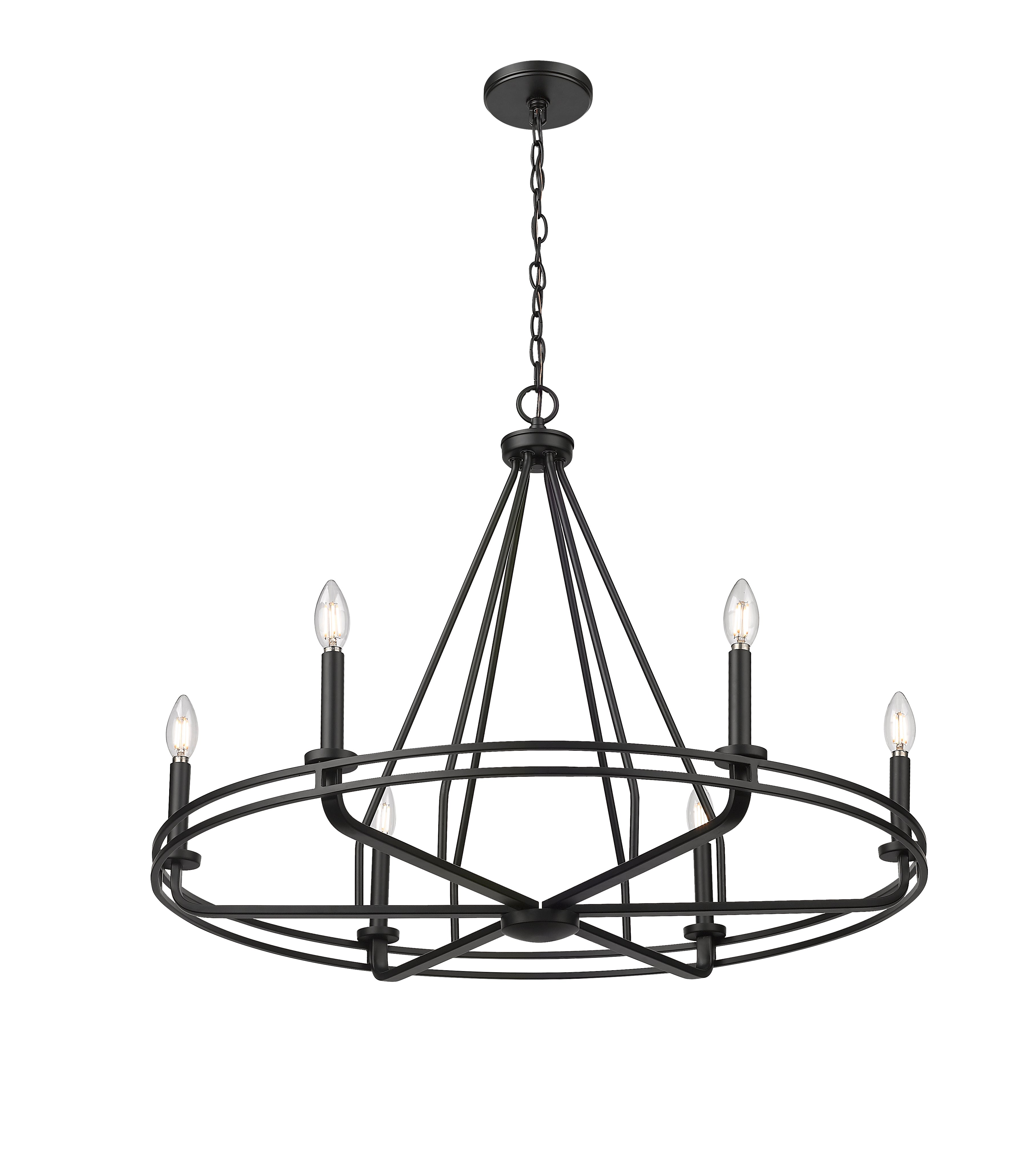 25.5'' Jody Matte Black 6 Light Chandelier