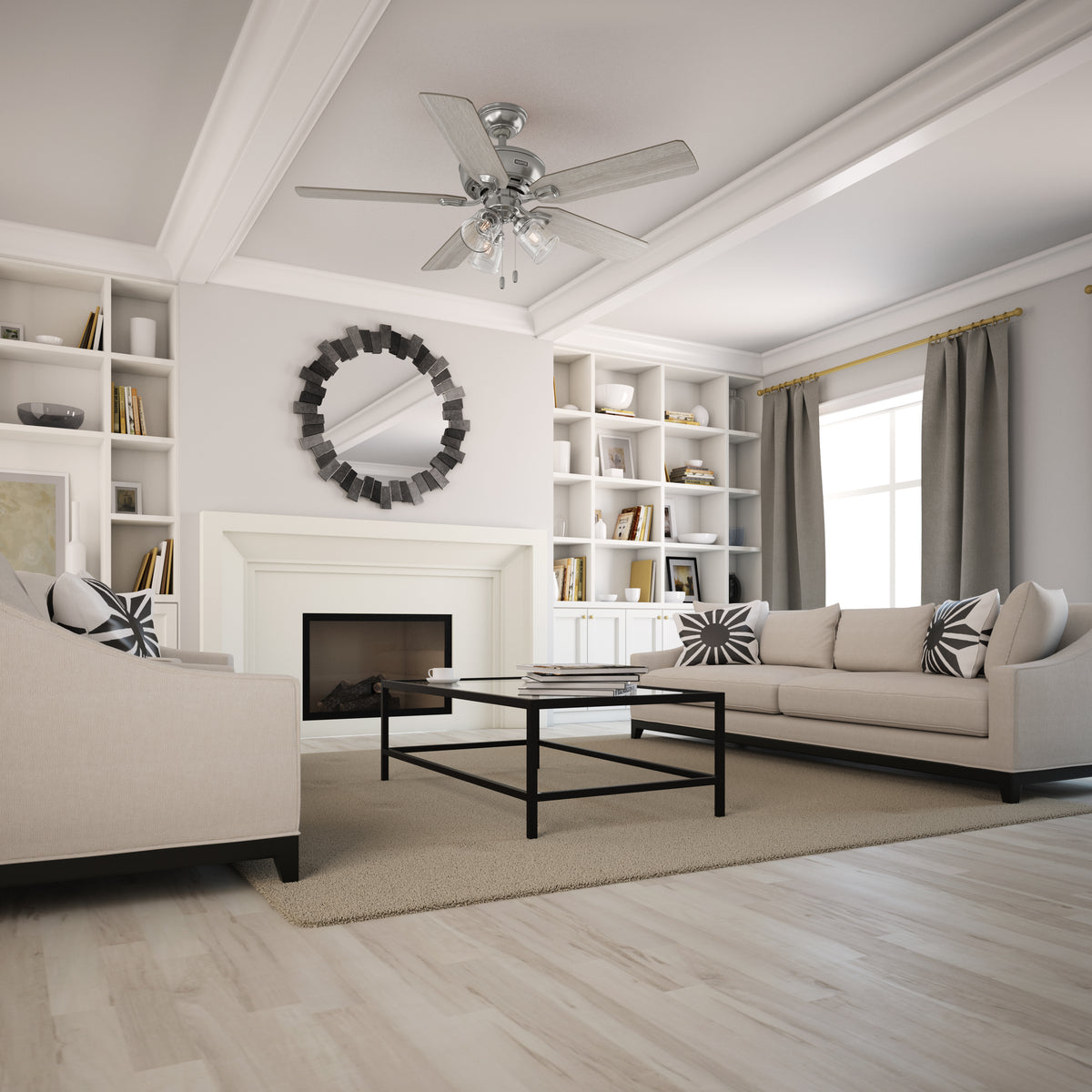 52 inch Rosner Brushed Nickel Ceiling Fan with LED Light Kit and Pull Chain