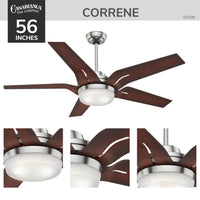 Casablanca 56 inch Correne Brushed Nickel Ceiling Fan with LED Light Kit and Handheld Remote