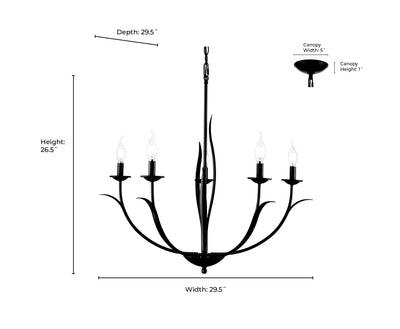 26.5'' Charlize Matte Black 5 Light Chandelier