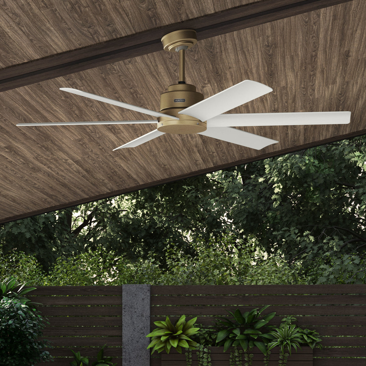 60 inch Kennicott ENERGY STAR® Luxe Gold Damp Rated Ceiling Fan and Handheld Remote