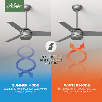 44 inch Cassius Matte Silver Damp Rated Ceiling Fan and Pull Chain