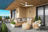 52 inch Mosley Fresh White Damp Rated Ceiling Fan and Wall Control