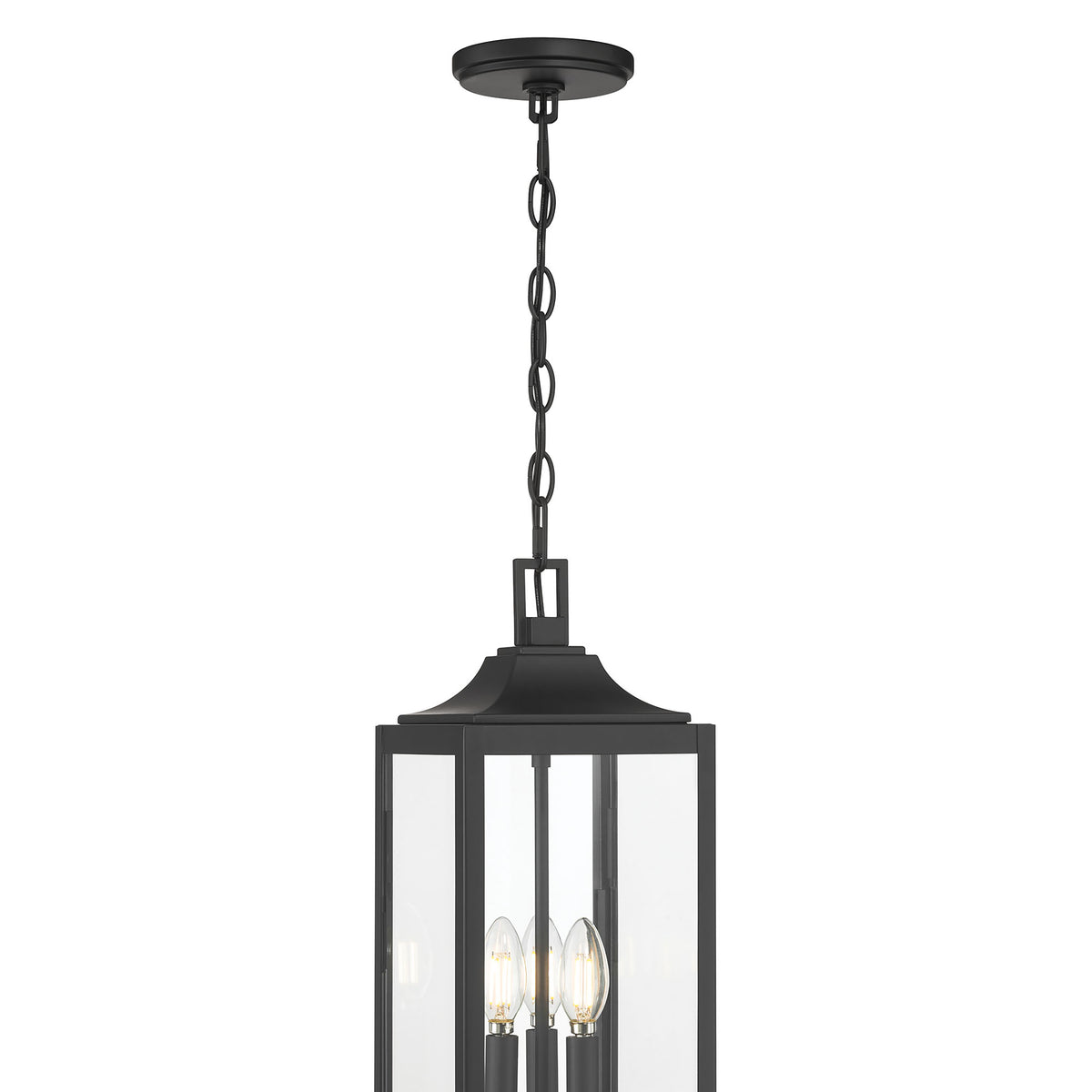 18.25'' Halston Powder Coated Black 3 Light Hanging Lantern