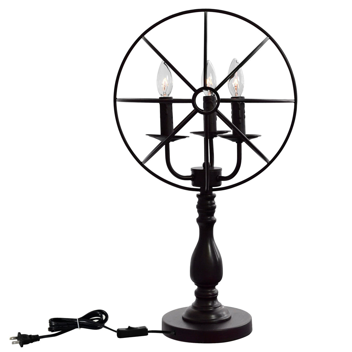 Arza 3 Light Brown Table Lamp with Open Orb Shade