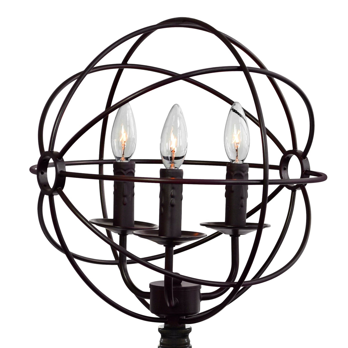 Arza 3 Light Brown Table Lamp with Open Orb Shade