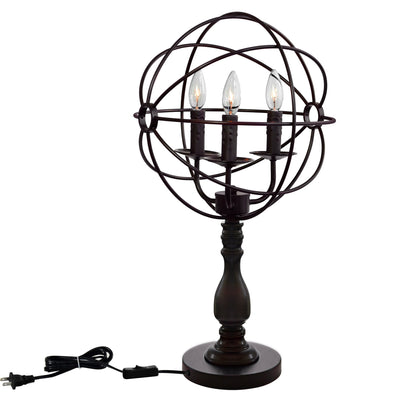 Arza 3 Light Brown Table Lamp with Open Orb Shade
