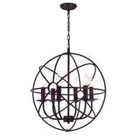 Arza 6 Light Brown Chandelier with Open Orb Design
