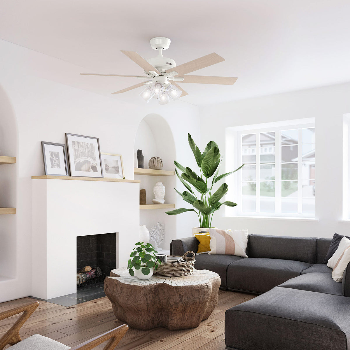 52 inch Fonthill ENERGY STAR® HunterExpress Fresh White Ceiling Fan with LED Light Kit and Handheld Remote