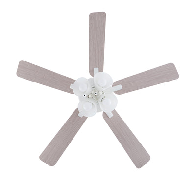 52 Inch Marisella AC Alabaster White Indoor Ceiling Fan 5-Blade 4 Lights Reversible