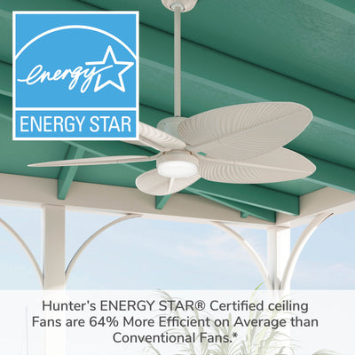 Casablanca 52 inch Coveview ENERGY STAR® Cream Damp Rated Ceiling Fan with LED Light Kit and Wall Control and Handheld Remote