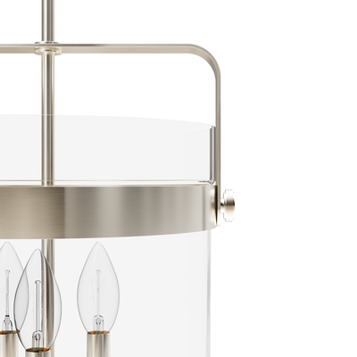 Karloff 14-inch 3-light Brushed Nickel Lantern Pendant with Clear Glass