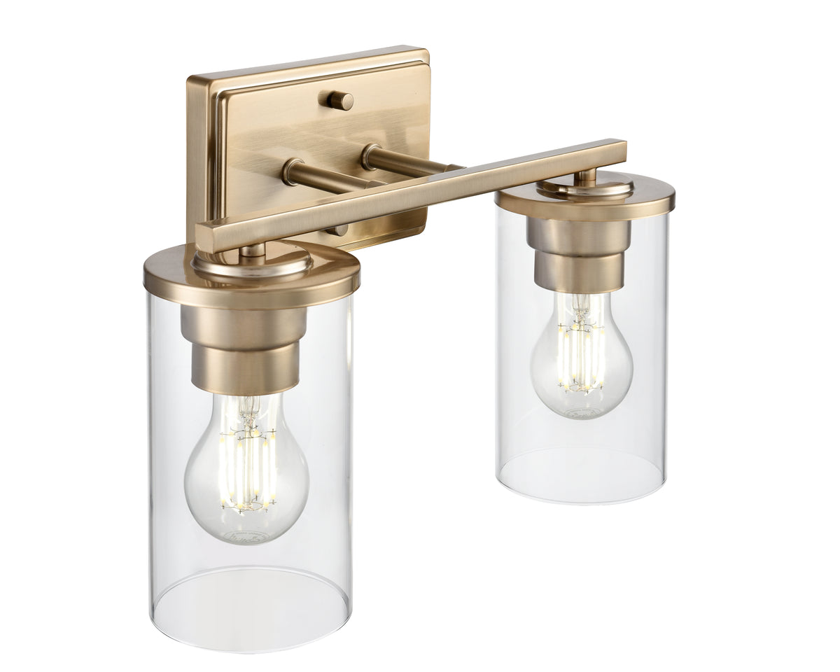 14-inch Verlana Modern Gold 2-Light Clear Glass Bathroom Vanity Light