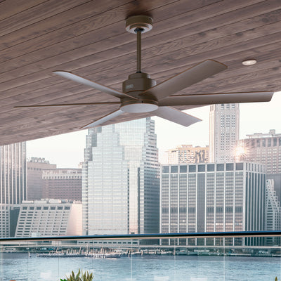 60 inch Kennicott ENERGY STAR® Matte Bronze Damp Rated Ceiling Fan and Handheld Remote