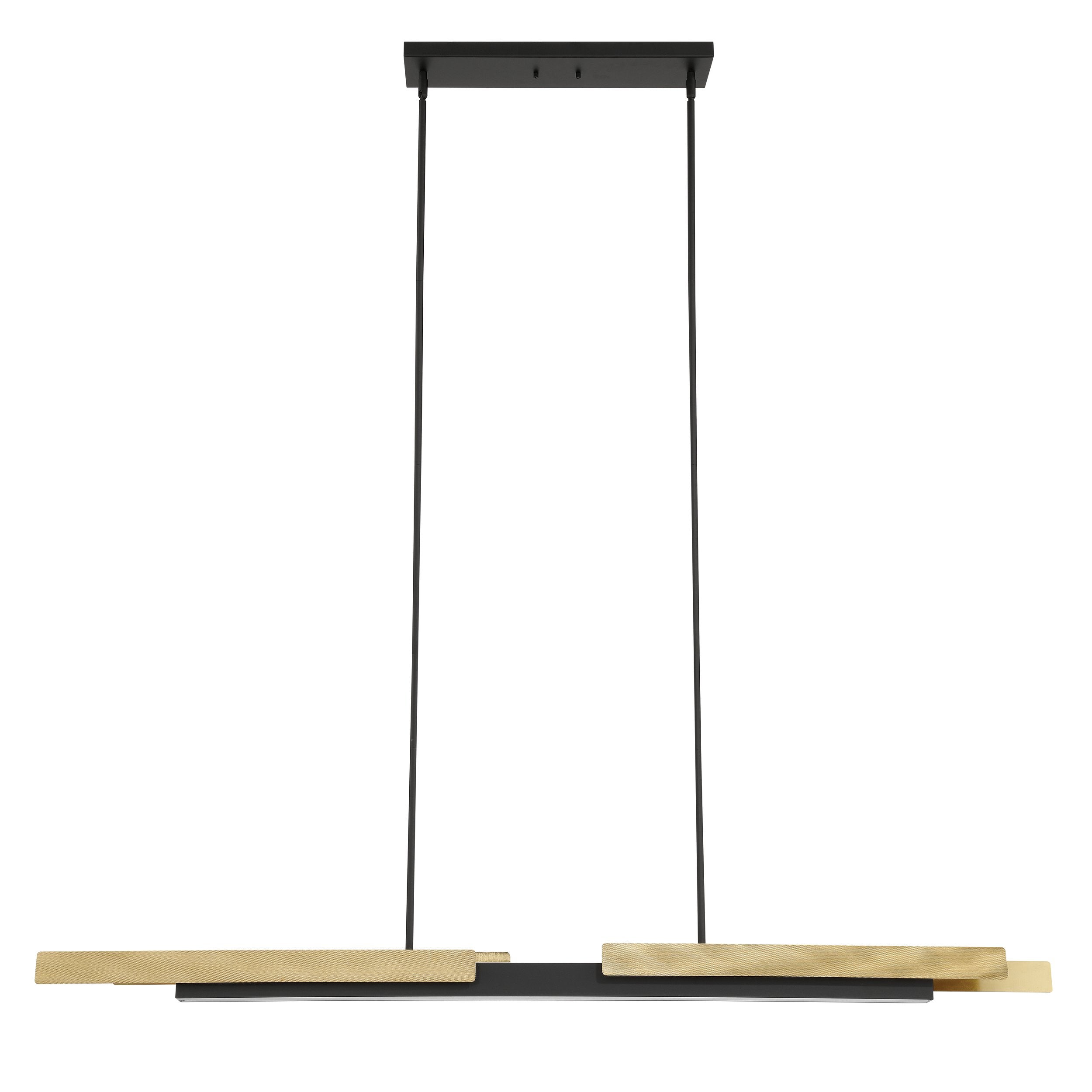 Grazia 60-inch 2-light Matte Black and Brushed Gold LED Linear Chandelier