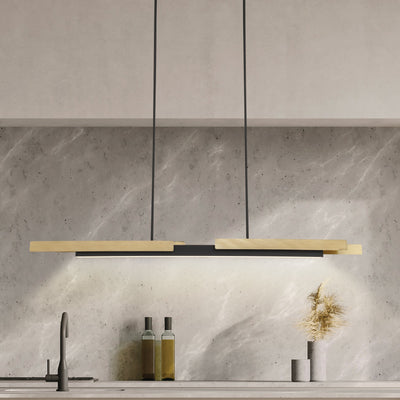Grazia 60-inch 2-light Matte Black and Brushed Gold LED Linear Chandelier