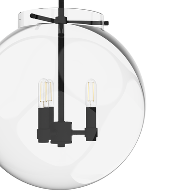 Sacha 16-inch 3-light Natural Black Iron Globe Pendant with Clear Glass