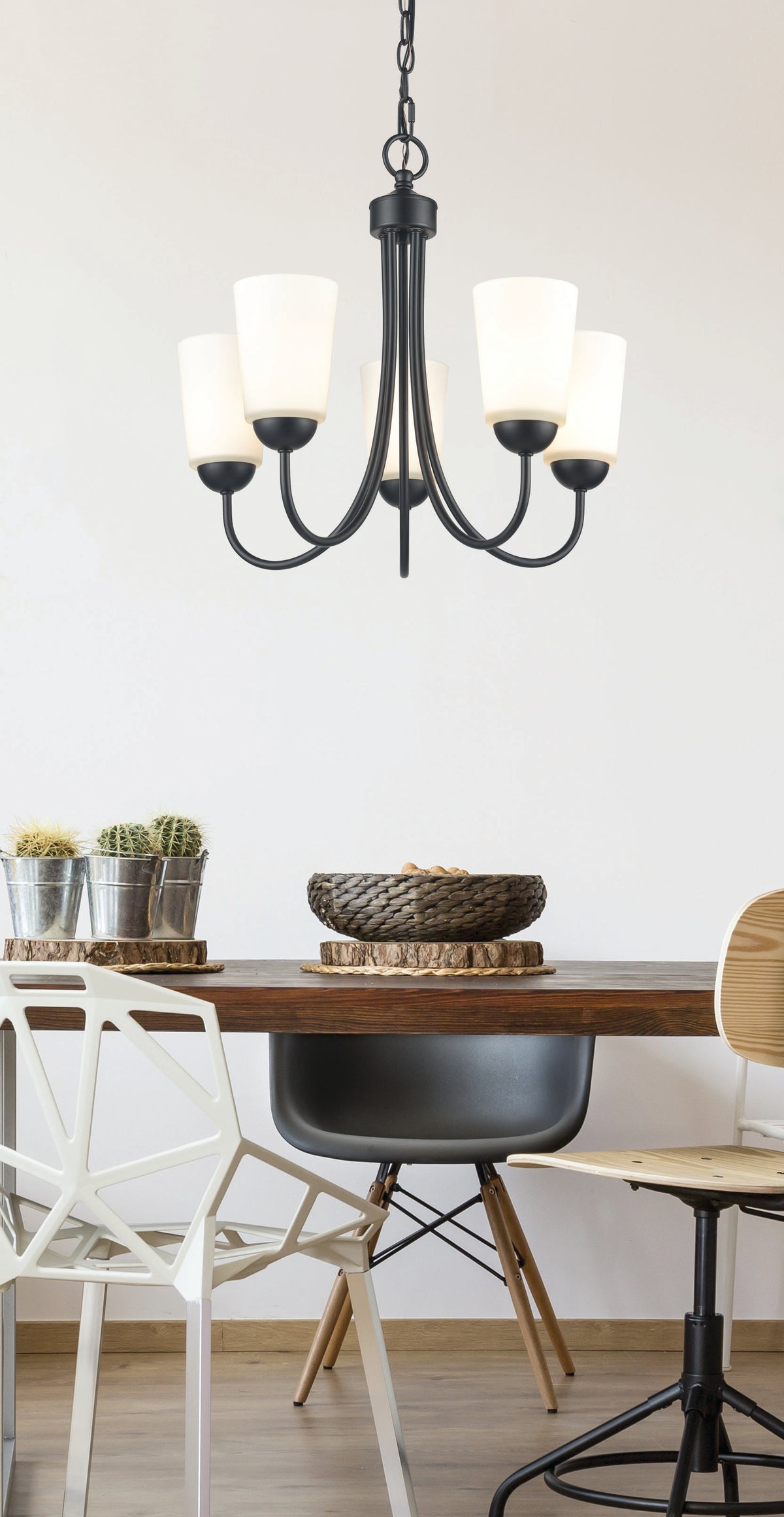 17'' Ivey Lake Matte Black 5 Light Chandelier
