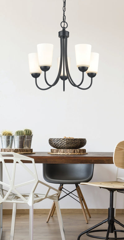 17'' Ivey Lake Matte Black 5 Light Chandelier
