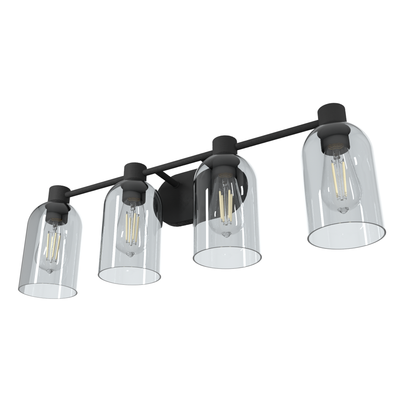 Lochemeade 28.5-inch 4-light Natural Black Iron Vanity Light with Smoked Glass