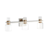 Amelia 24-inch 6-light Polished Nickel and Champagne Gold 5CCT LED Vanity Light with Clear and Clear Ribbed Glass