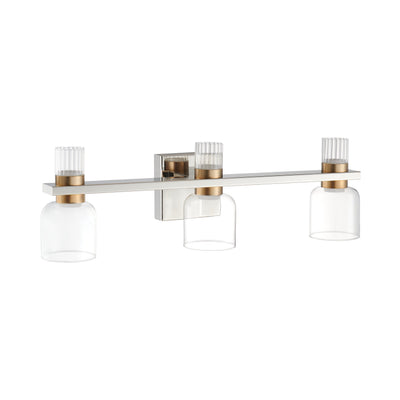 Amelia 24-inch 6-light Polished Nickel and Champagne Gold 5CCT LED Vanity Light with Clear and Clear Ribbed Glass