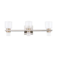Amelia 24-inch 6-light Polished Nickel and Champagne Gold 5CCT LED Vanity Light with Clear and Clear Ribbed Glass