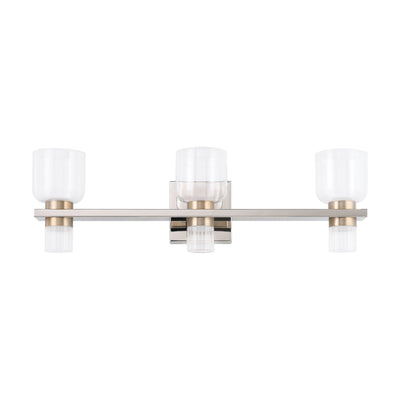 Amelia 24-inch 6-light Polished Nickel and Champagne Gold 5CCT LED Vanity Light with Clear and Clear Ribbed Glass