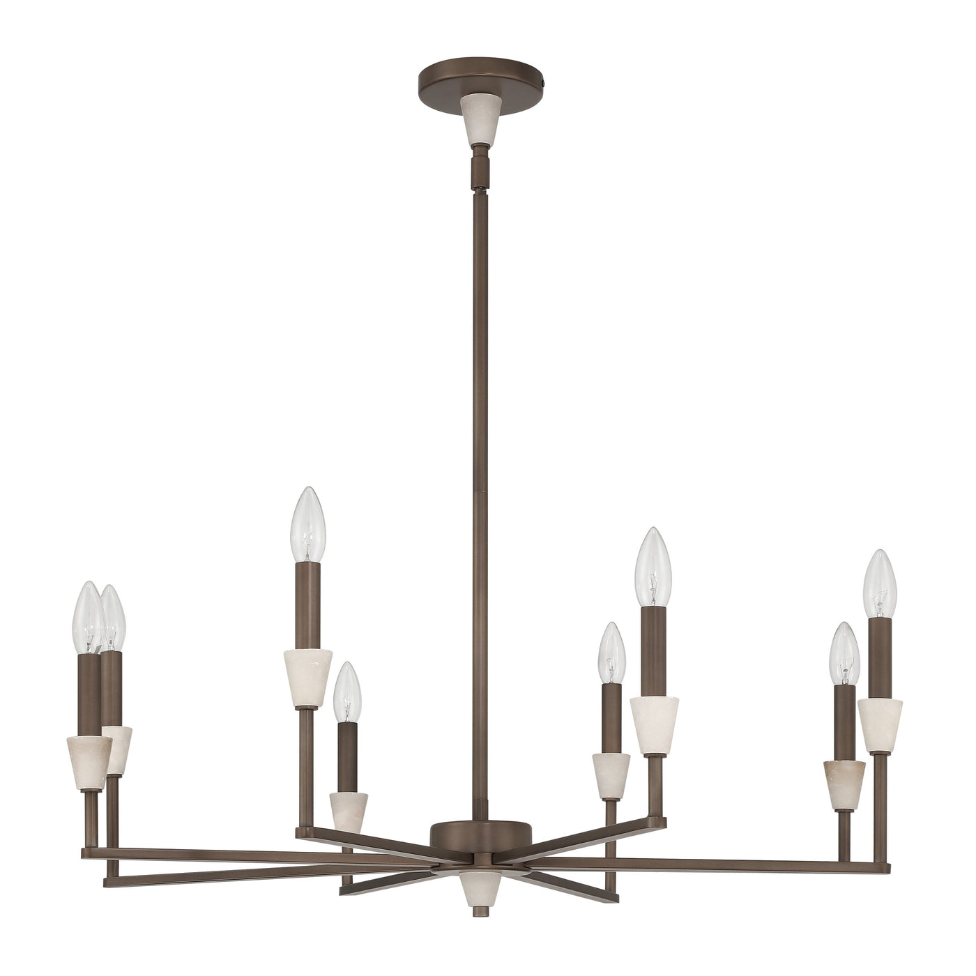 Montclair 32-inch 8-light Forged Bronze and Natural Alabaster Chandelier