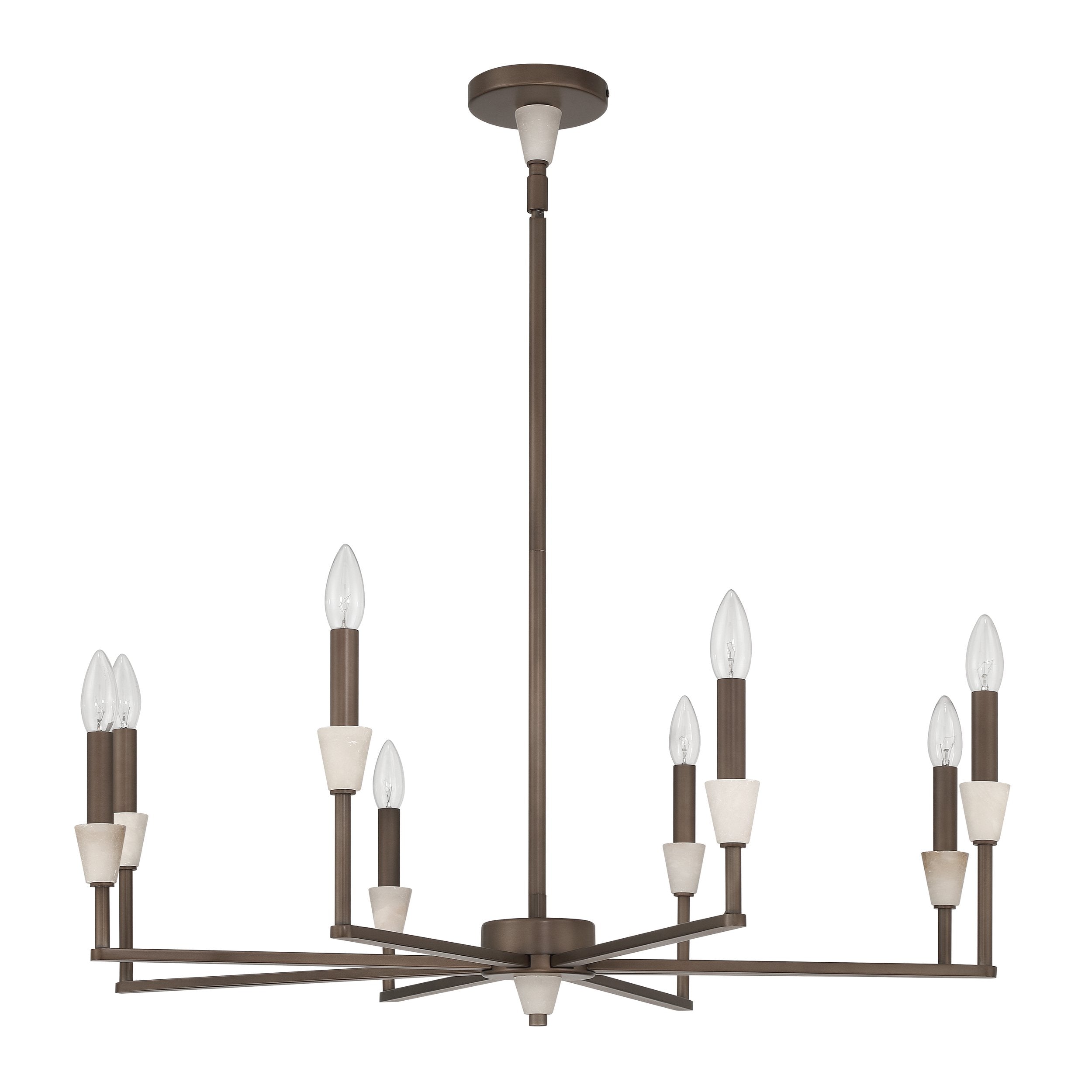 Montclair 32-inch 8-light Forged Bronze and Natural Alabaster Chandelier