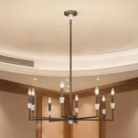 Montclair 32-inch 8-light Forged Bronze and Natural Alabaster Chandelier