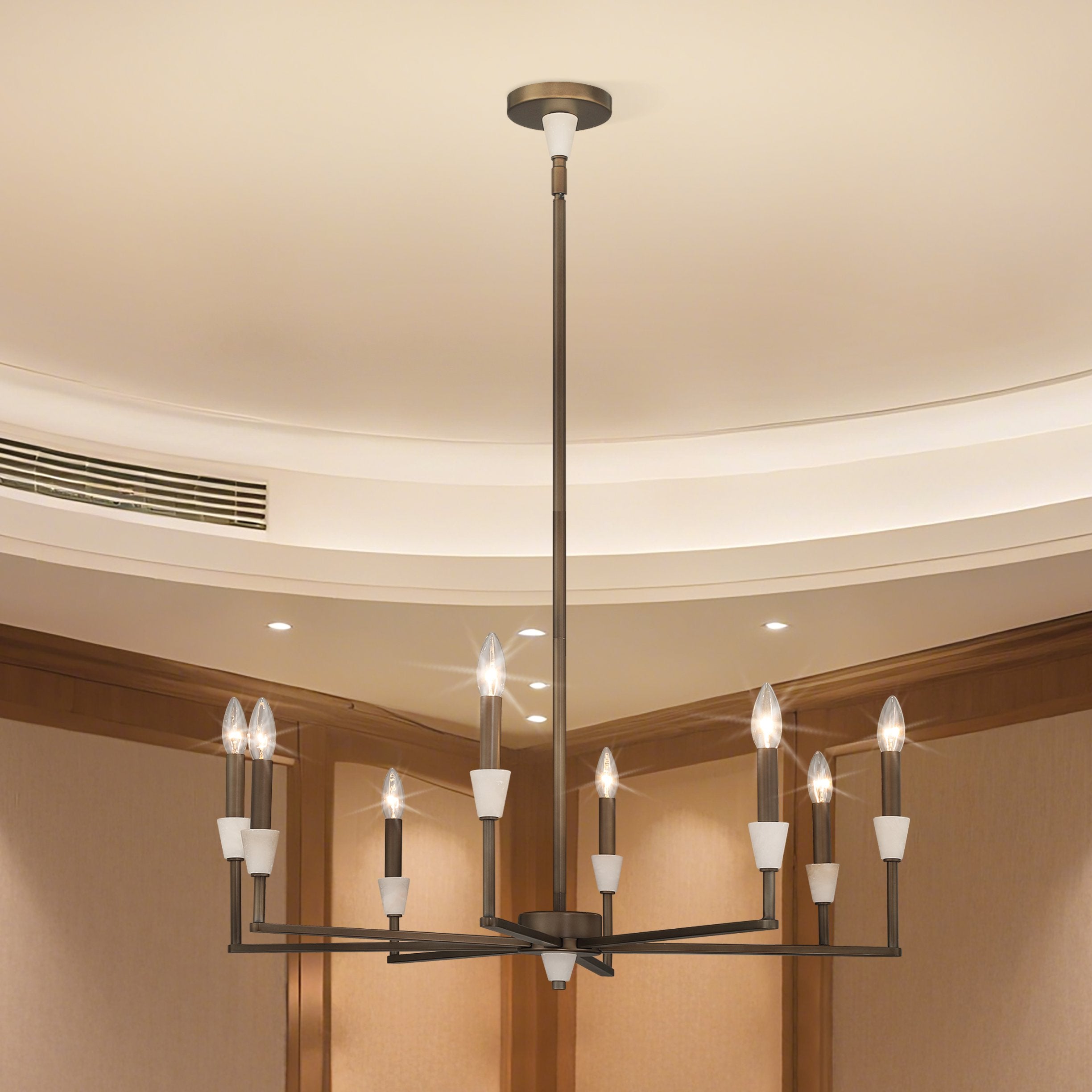 Montclair 32-inch 8-light Forged Bronze and Natural Alabaster Chandelier